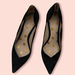 BODEN Classic Black Suede Wave Court Pointed Toe Heels Women's Size 9 EU 40.5